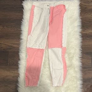 White and pink shein jeans {size small}